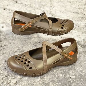 Skechers Cali Gear Womens 8 Bronze Mary Jane Rubber Foamies Sandals Strappy Shoe